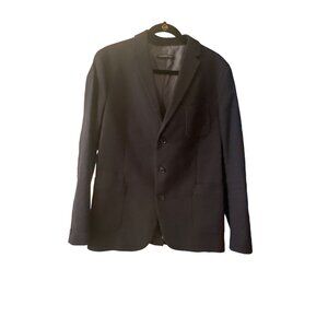 Drykorn Mens Navy Textured Blazer 3-Button Closure Size 38R Wool-Blend